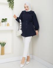 yaka detaylı yazlık tunik asm228 lacivert 3