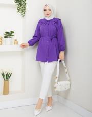 yaka detaylı yazlık tunik asm228 lila