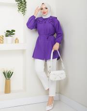 yaka detaylı yazlık tunik asm228 lila 2