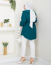 yaka detaylı yazlık tunik asm228 petrol mavisi 5