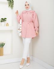 yaka detaylı yazlık tunik asm228 pudra 4