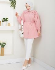 yaka detaylı yazlık tunik asm228 pudra 6