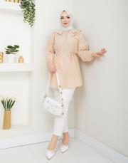 yaka detaylı yazlık tunik asm228 vizon