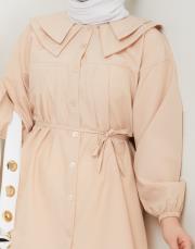 yaka detaylı yazlık tunik asm228 vizon 4