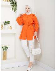 yaka detaylı yazlık tunik asm228 oranj