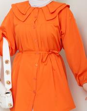 yaka detaylı yazlık tunik asm228 oranj 2