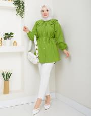 yaka detaylı yazlık tunik asm228 fıstık yeşili