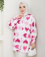 fırça desenlı tunik asm250 fuşya