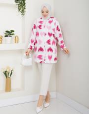 fırça desenlı tunik asm250 fuşya 5