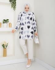 fırça desenlı tunik asm250 siyah