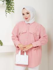 cep ve manşet detaylı zincirli yazlık tunik asm2068 pudra 6