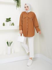 cep ve manşet detaylı zincirli yazlık tunik asm2068 taba