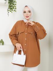 cep ve manşet detaylı zincirli yazlık tunik asm2068 taba 6