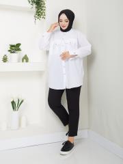 cep ve manşet detaylı zincirli yazlık tunik asm2068 beyaz 2