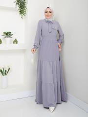 beli gipeli yazlık elbise asm217 gri