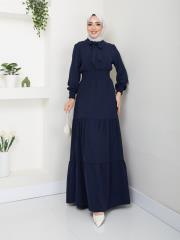 beli gipeli yazlık elbise asm217 lacivert