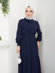 beli gipeli yazlık elbise asm217 lacivert 5