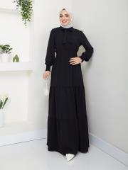 beli gipeli yazlık elbise asm217 siyah 3