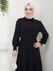 beli gipeli yazlık elbise asm217 siyah 6